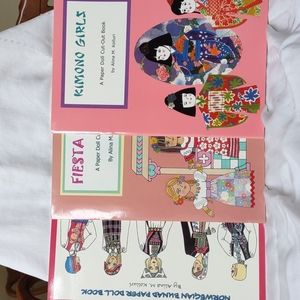 Paper Doll Books- Lot of 3, Kimono Girls, Fiesta Girls, Norwegian Bunad